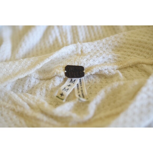 We The Free Free People waffle Off-Shoulder Thermal Tunic Top Ivory White Sz M - Picture 6 of 6
